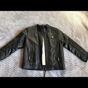 Boys faux leather moto jacket black